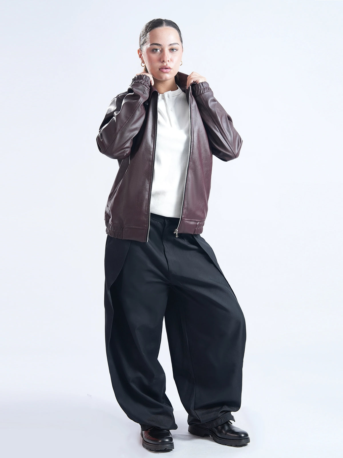 Wide-Leg Double-Pleated Trousers