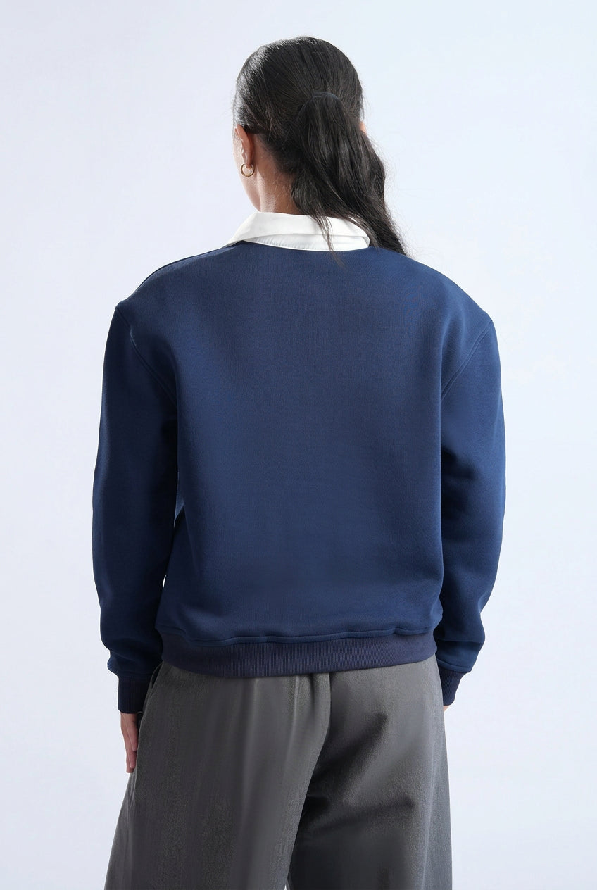 Classic Navy Blue with Grey Collar