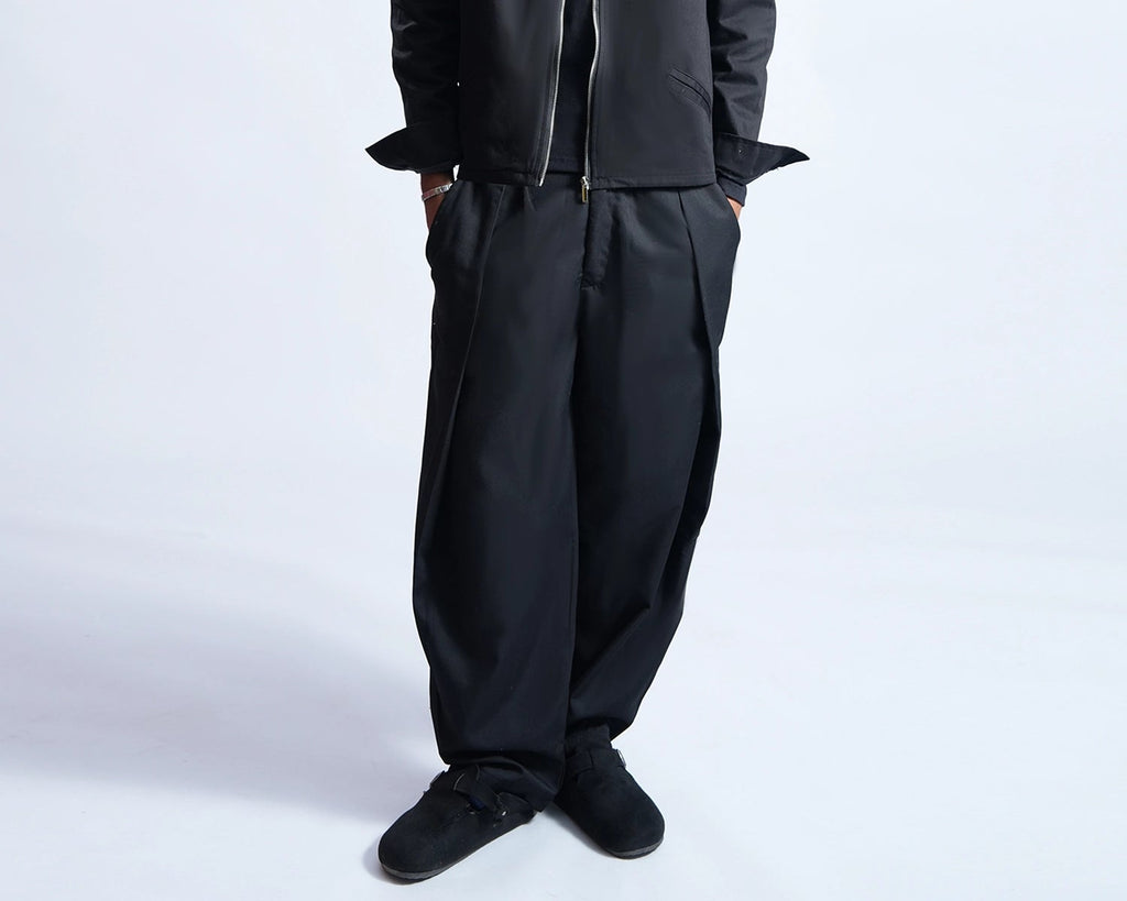 Wide-Leg Double-Pleated Trousers