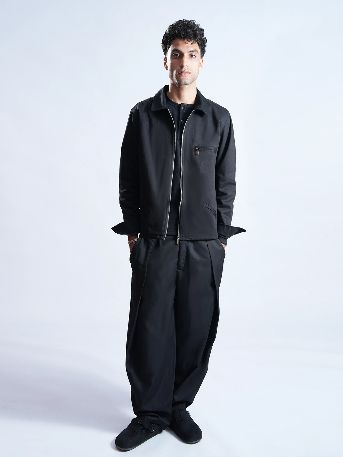 Wide-Leg Double-Pleated Trousers