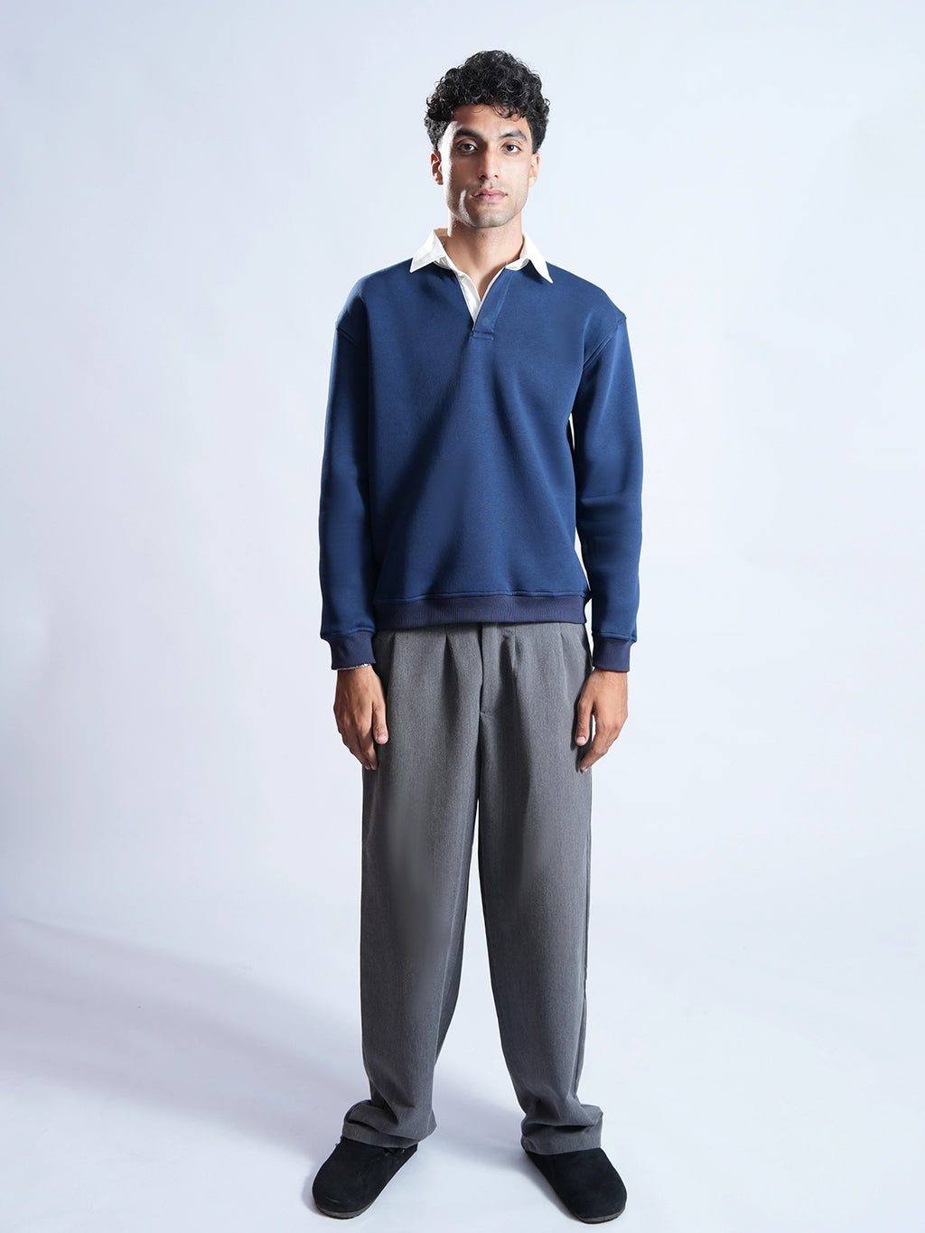 Classic Navy Blue with Grey Collar
