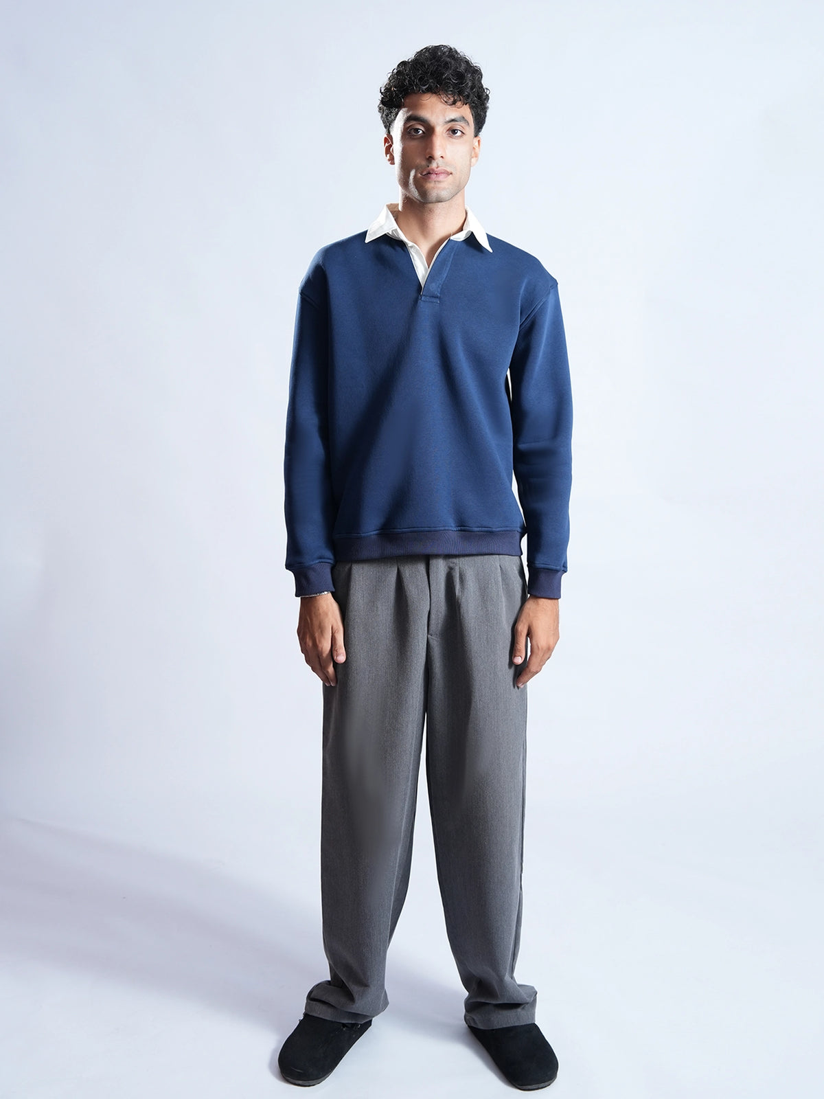 Classic Navy Blue with Grey Collar