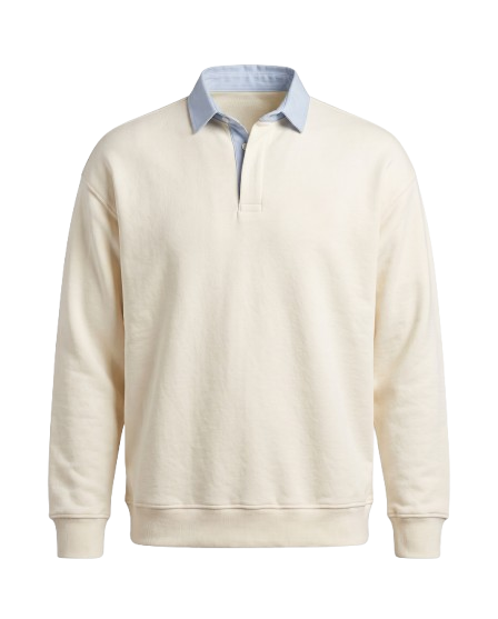 Classic White Polo with Baby Blue Collar