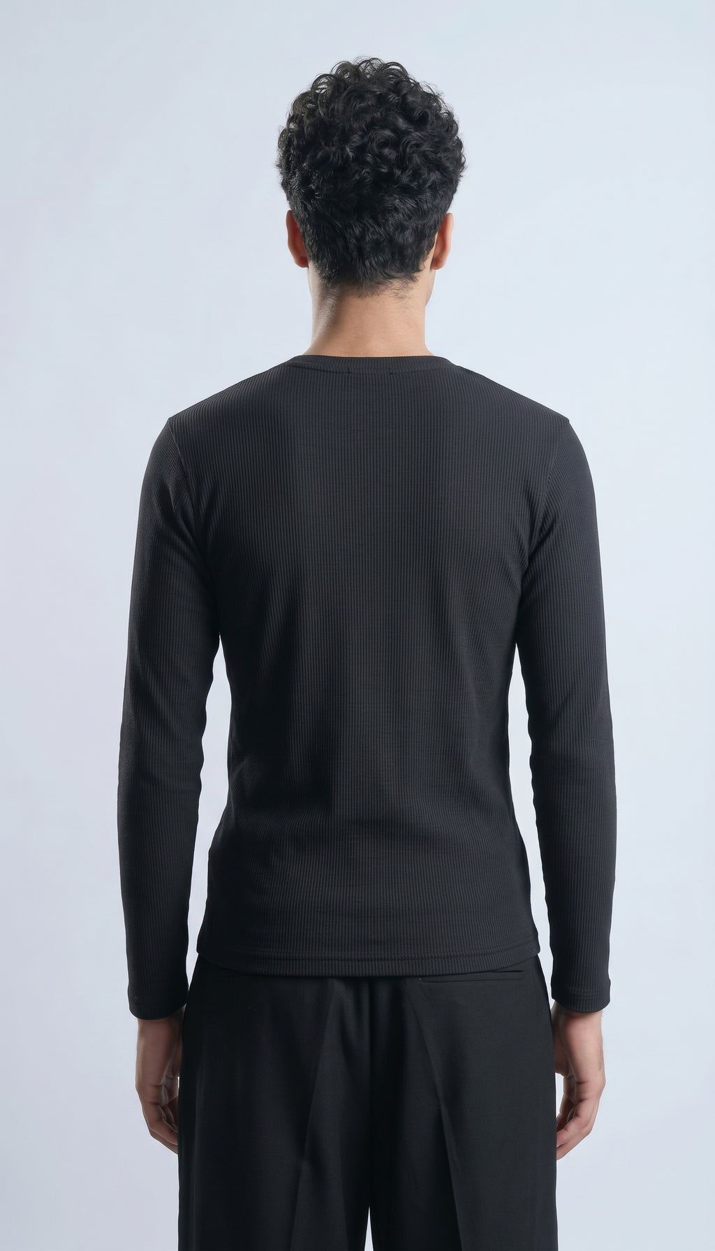 Black Relaxed Fit Long Sleeve Henley