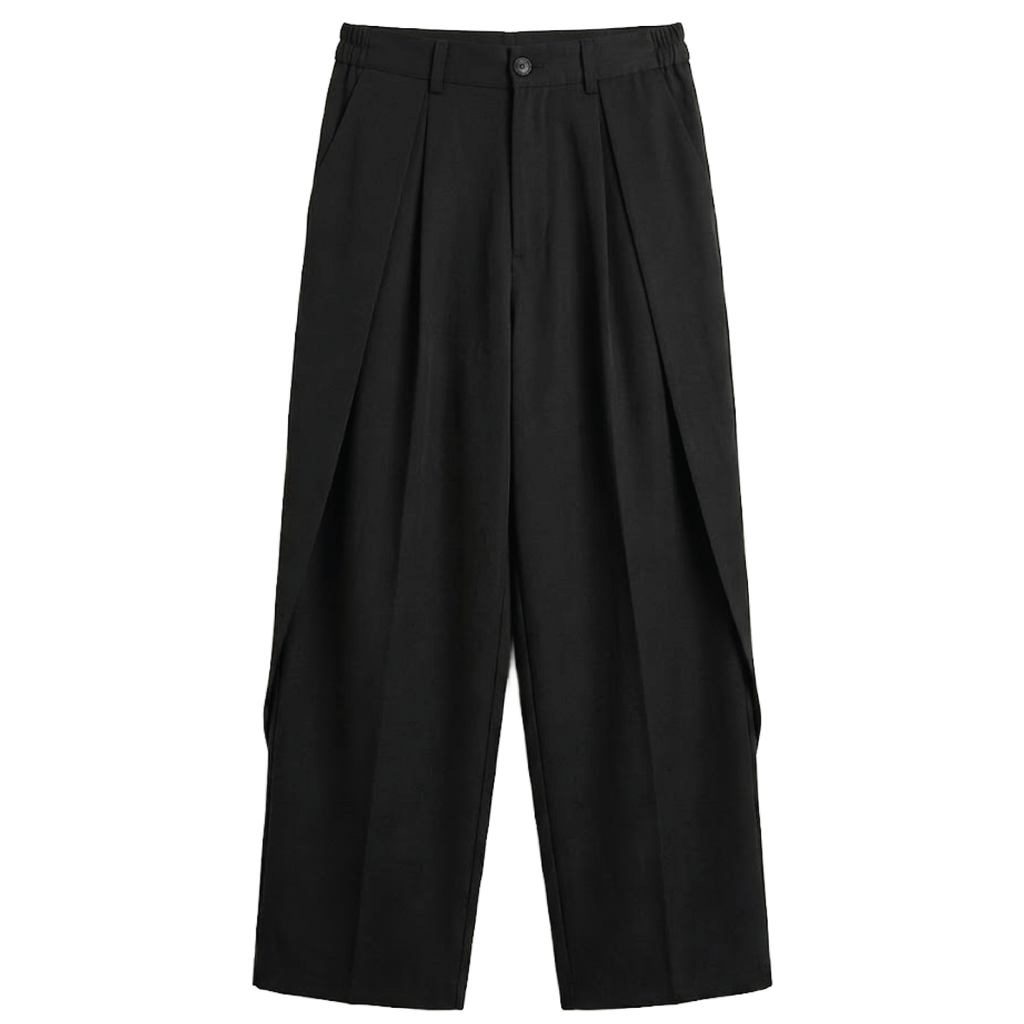 Wide-Leg Double-Pleated Trousers