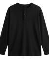 Black Relaxed Fit Long Sleeve Henley
