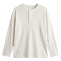White Relaxed Fit Long Sleeve Henley